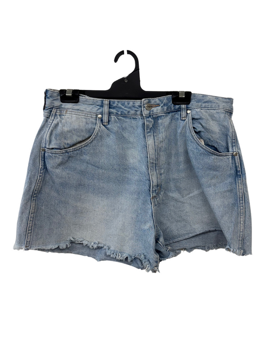 Light Blue Raw Hem Highwaisted Mini Shorts