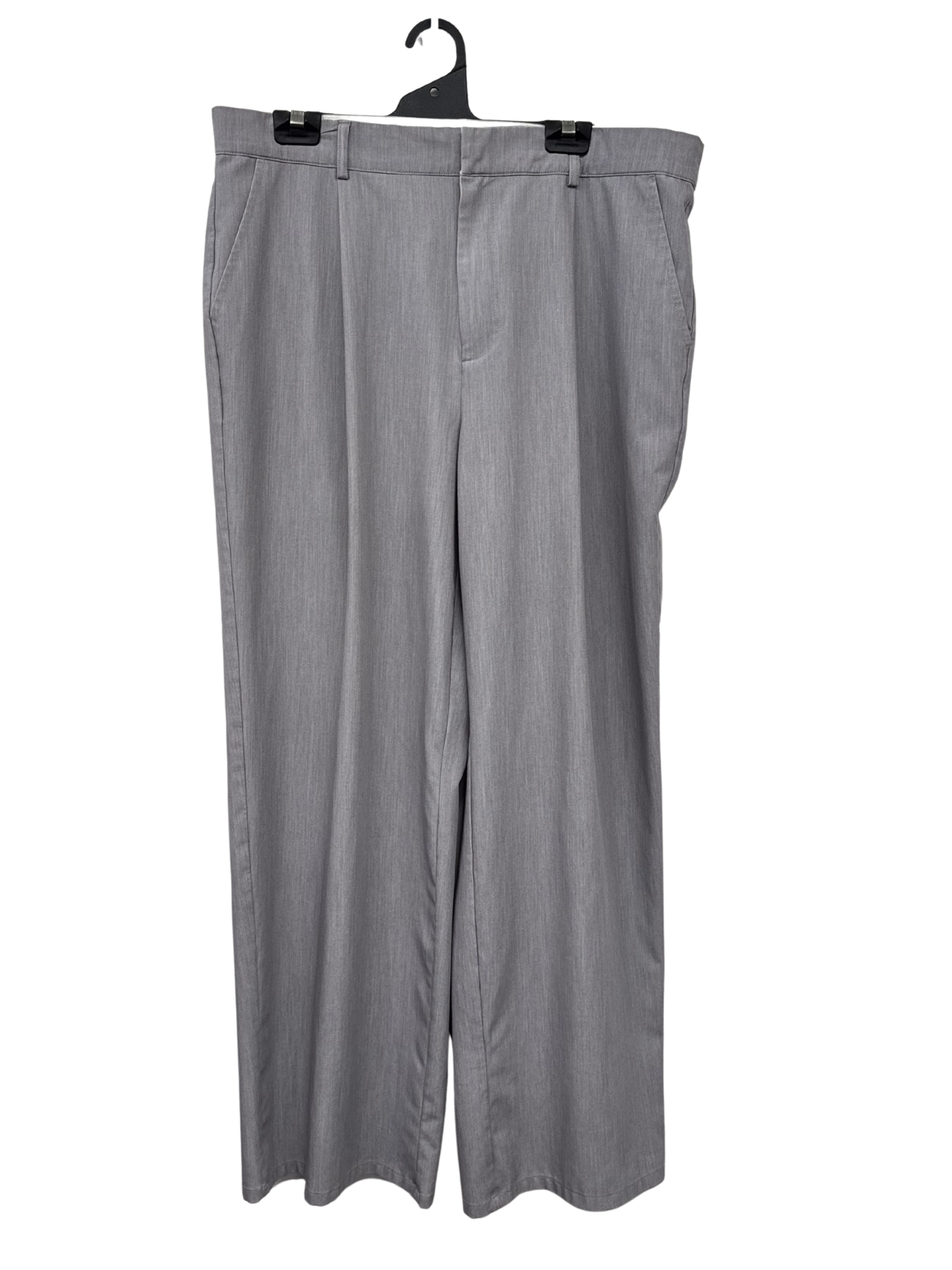 Grey Wide Leg Pleated Trousers