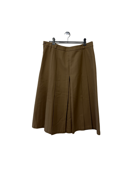 Vintage Tan Pleated Midi Skirt