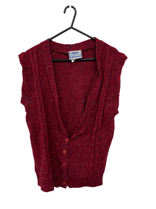 Vintage Red Marle Button Up Vest