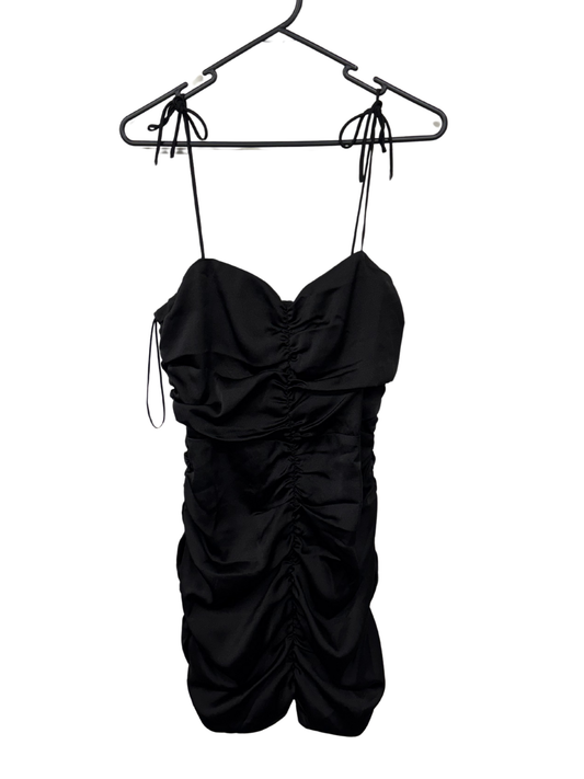 Black Strappy Ruched Short Dress