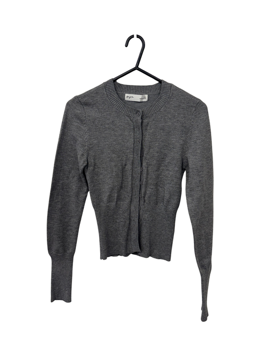 Grey Fitted Button Up Cardigan