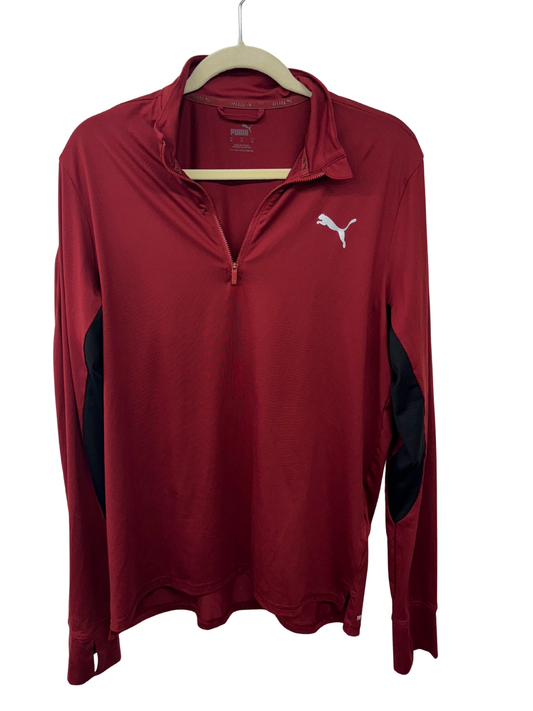 Red Quarter Zip Activewear Long Sleeve Top
