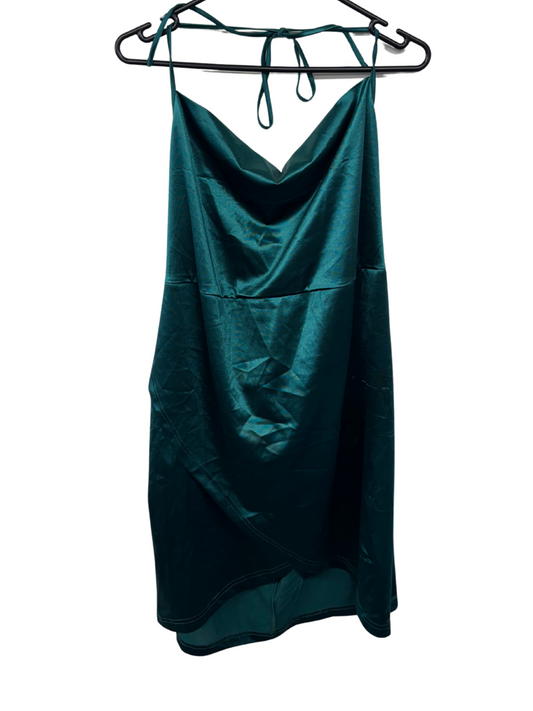 Dark Green Halter Cowl Neck Dress