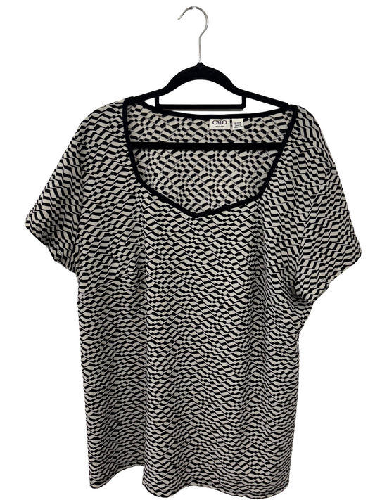 Black & White Textured Short Sleeve Shirt