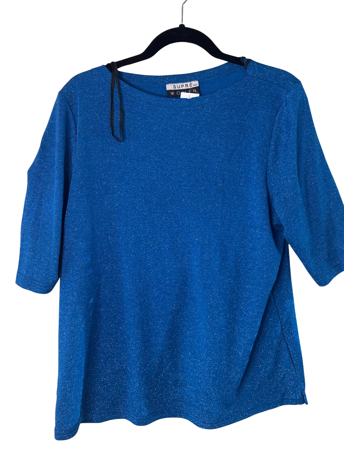 00s Blue Half Sleeve Glitter Blouse