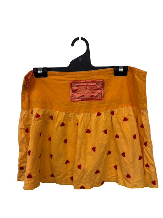 Light Orange Micro Skirt with Red Hearts