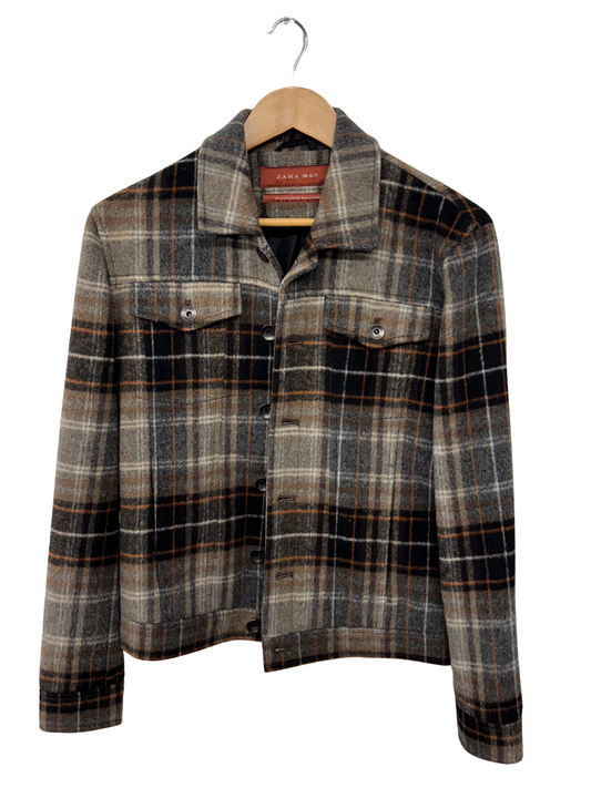 Brown, Cream, Black Check Long Sleeve Jacket