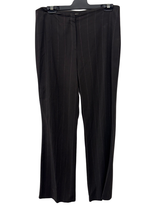 Brown Pinstripe Wide Leg Low Rise Pants