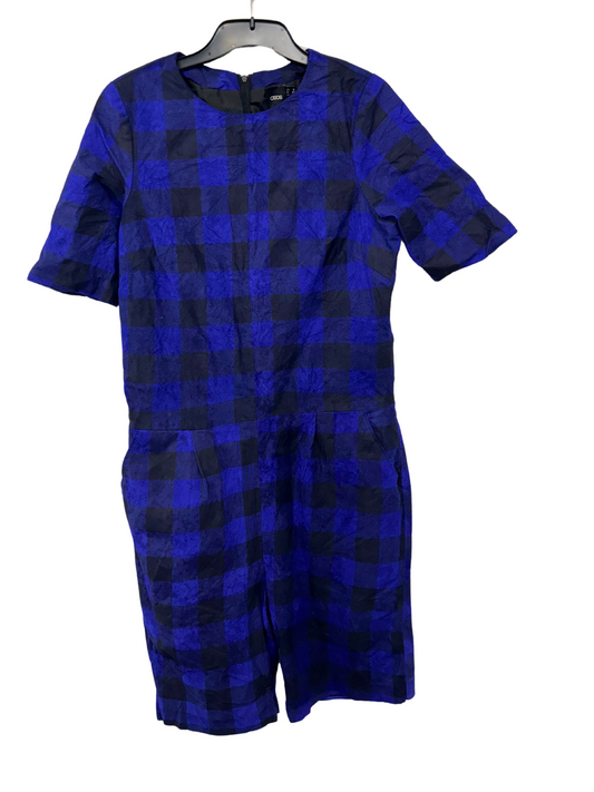 Blue & Black Plaid Print Short Sleeve Playsuit