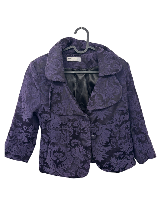 00s Purple Jacquard Fitted Blazer