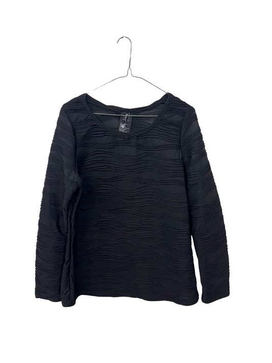Black Textured Long Sleeve Top