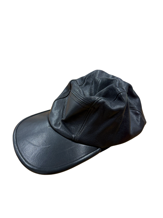 Vintage Black Leather Cap