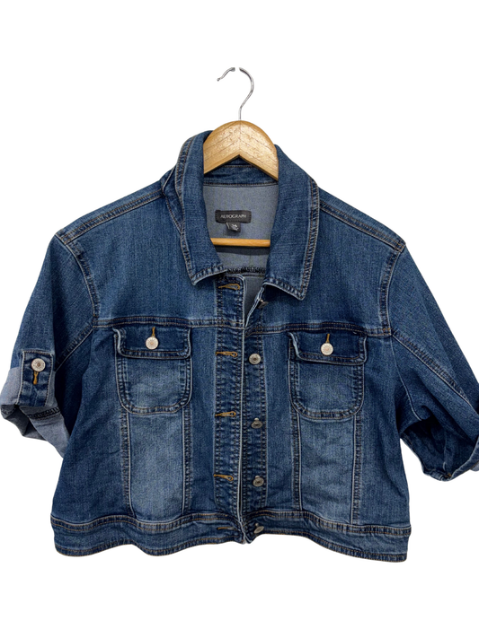 Blue Denim Short Sleeve Crop Jacket