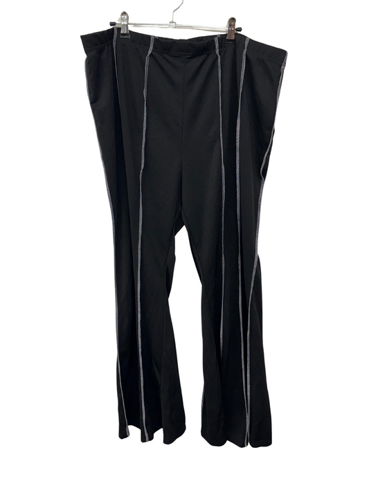 Black Flare Pants with White Contrast Stitching