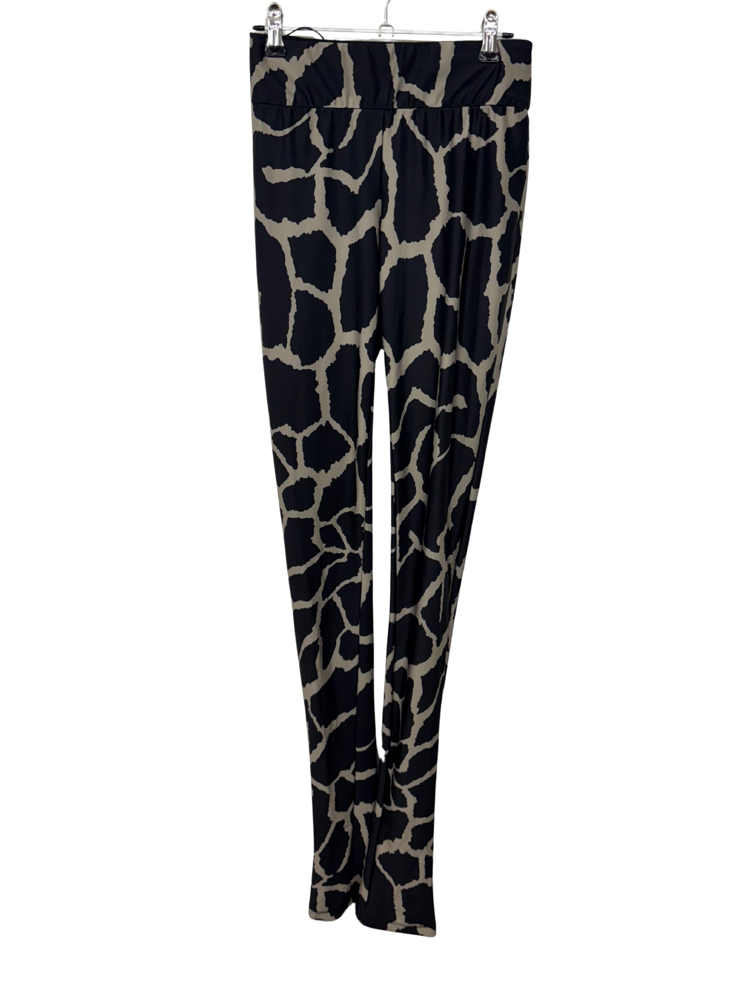 Taupe & Black Pattern Fitted Pants/Tights