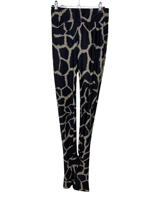 Taupe & Black Pattern Fitted Pants/Tights