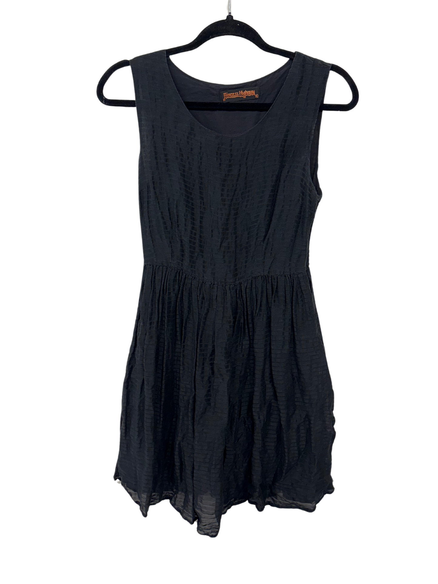 Black Sleeveless Textured Short Dress