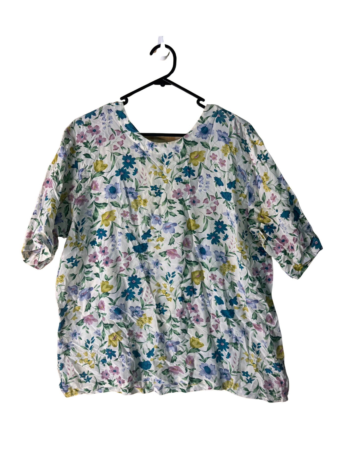 Vintage Cream & Multicolour Floral Print Short Sleeve Top