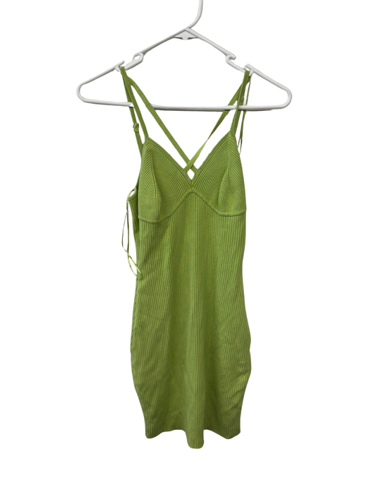 Light Green Rib Knit Strappy Dress