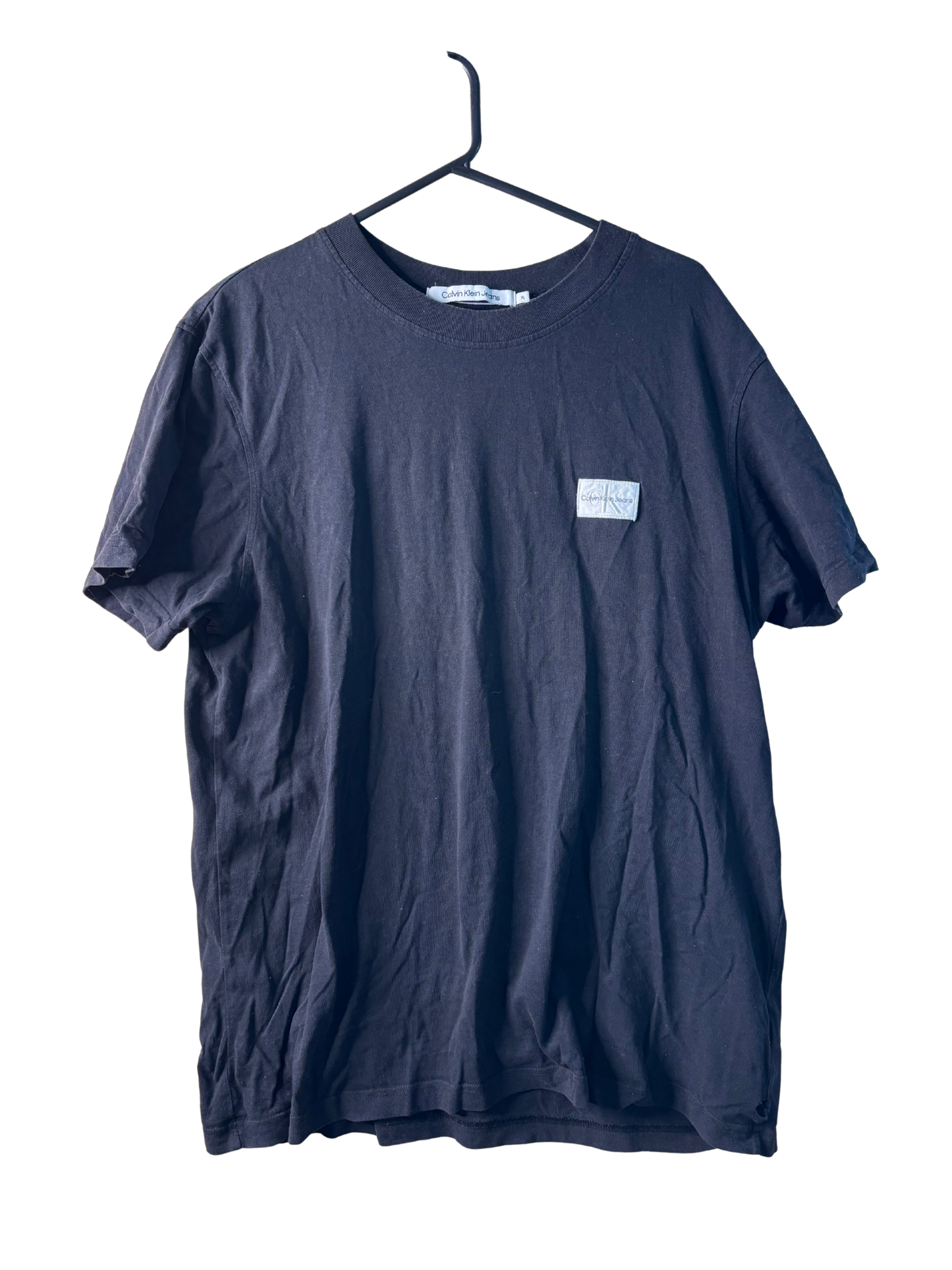 Black Short Sleeve T-Shirt with White Patch