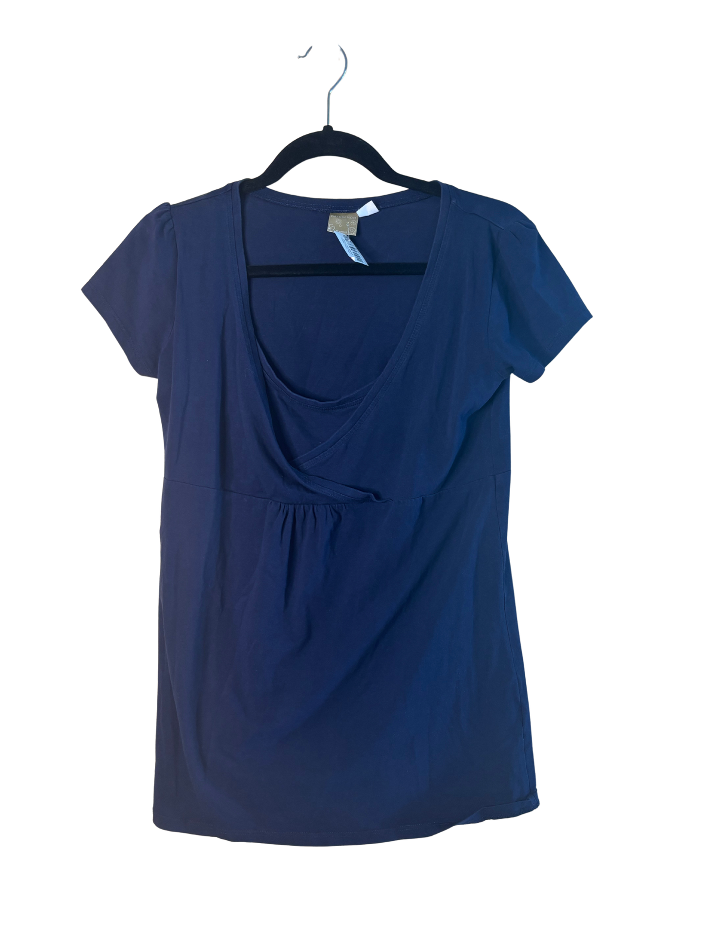 Navy Cap Sleeve Cross-Front Top