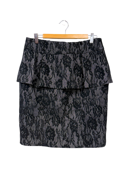 Black & White Lace Pleated Tier Midi Skirt