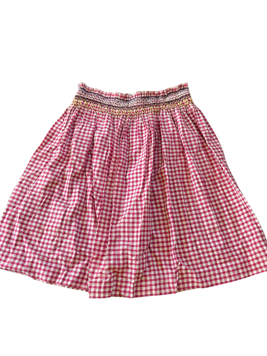 Vintage Pink & White Check Skirt with Smocking Detail
