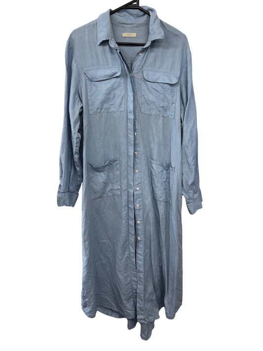 Light Blue Long Sleeve Button Up Maxi Dress