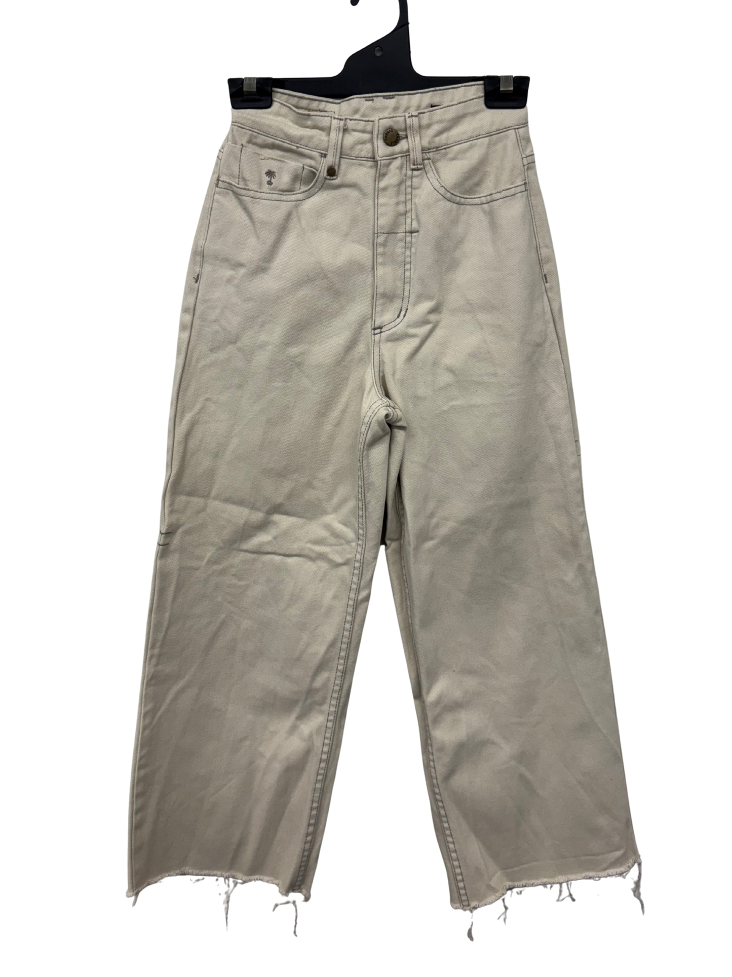 Cream High Waisted Straight Leg Jeans