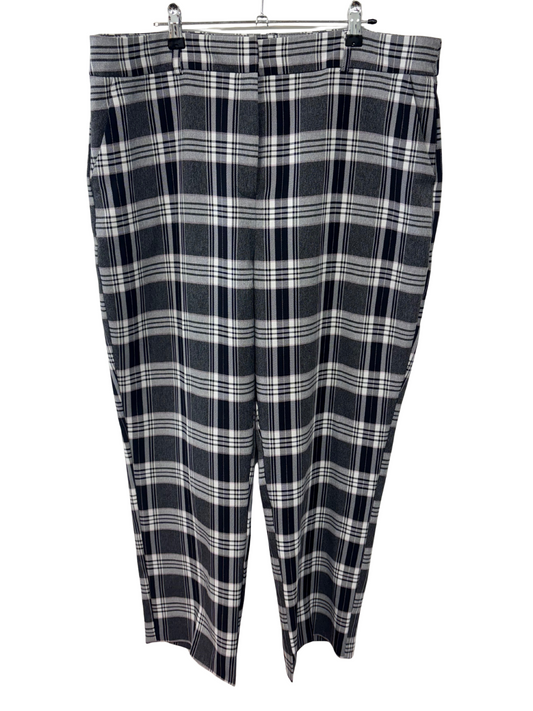 Black, White, Pink Check Tapered Pants