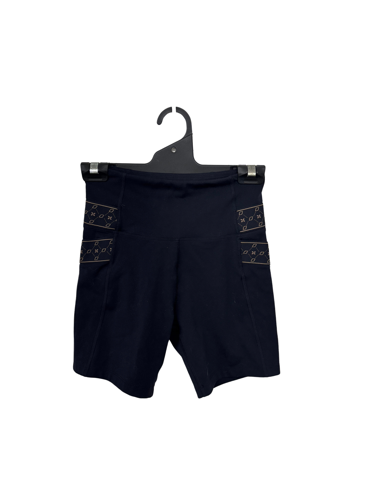 Dark Blue/Black Bike Shorts with Beige Logo Detail