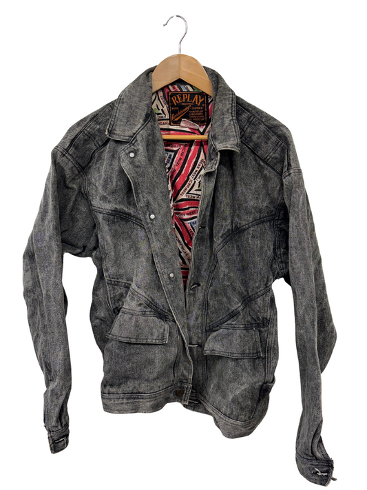 Vintage Black Acid Wash Denim Jacket