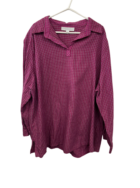 Vintage Pink/Purple & Black Check Long Sleeve Shirt with Collar