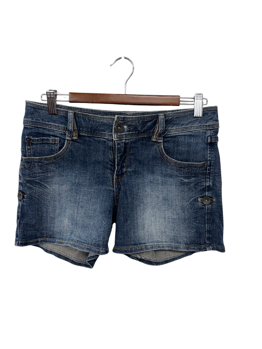 00s Dark Blue Low-Rise Denim Shorts