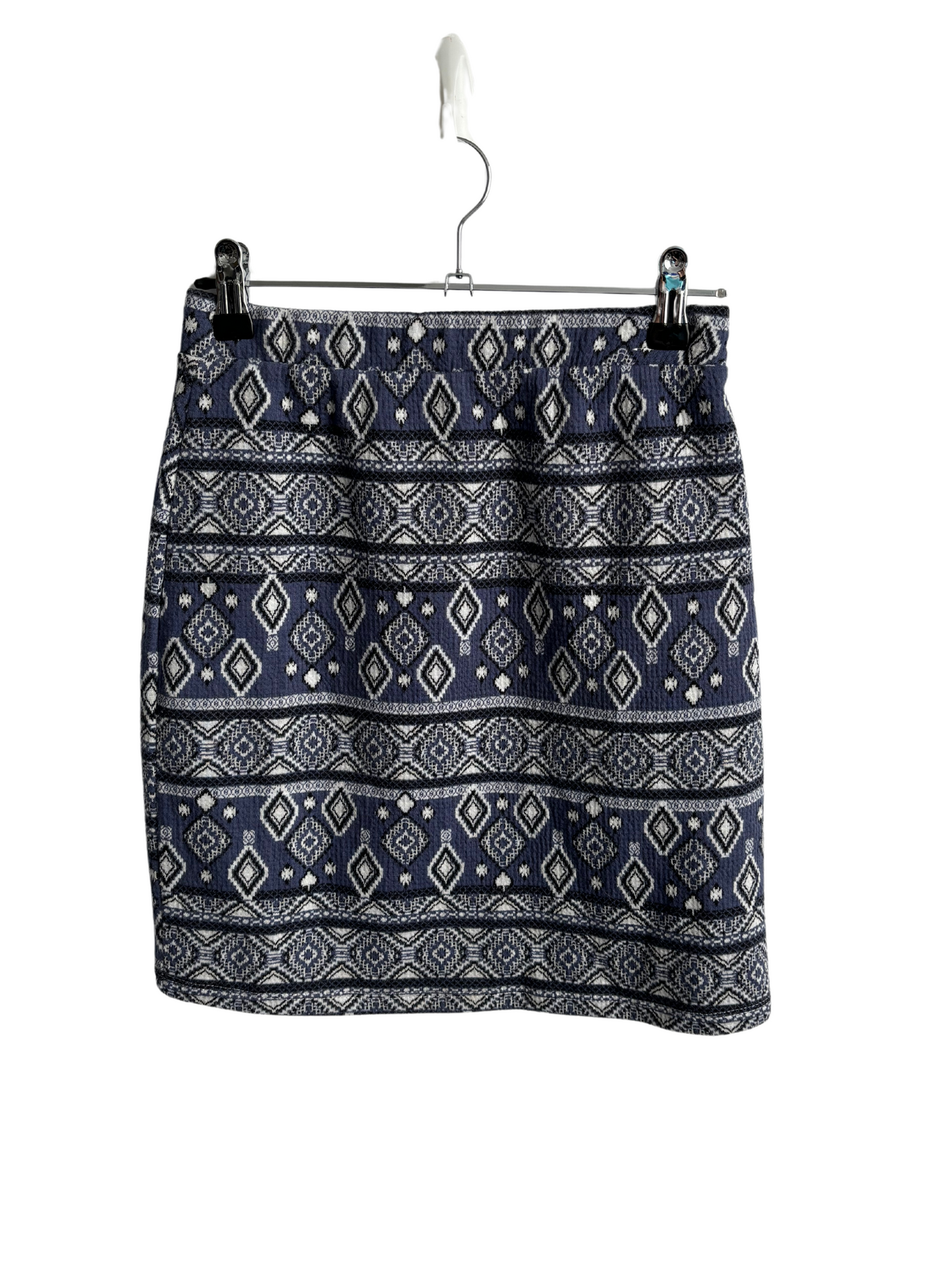 Blue, White & Black Pattern Mini Skirt