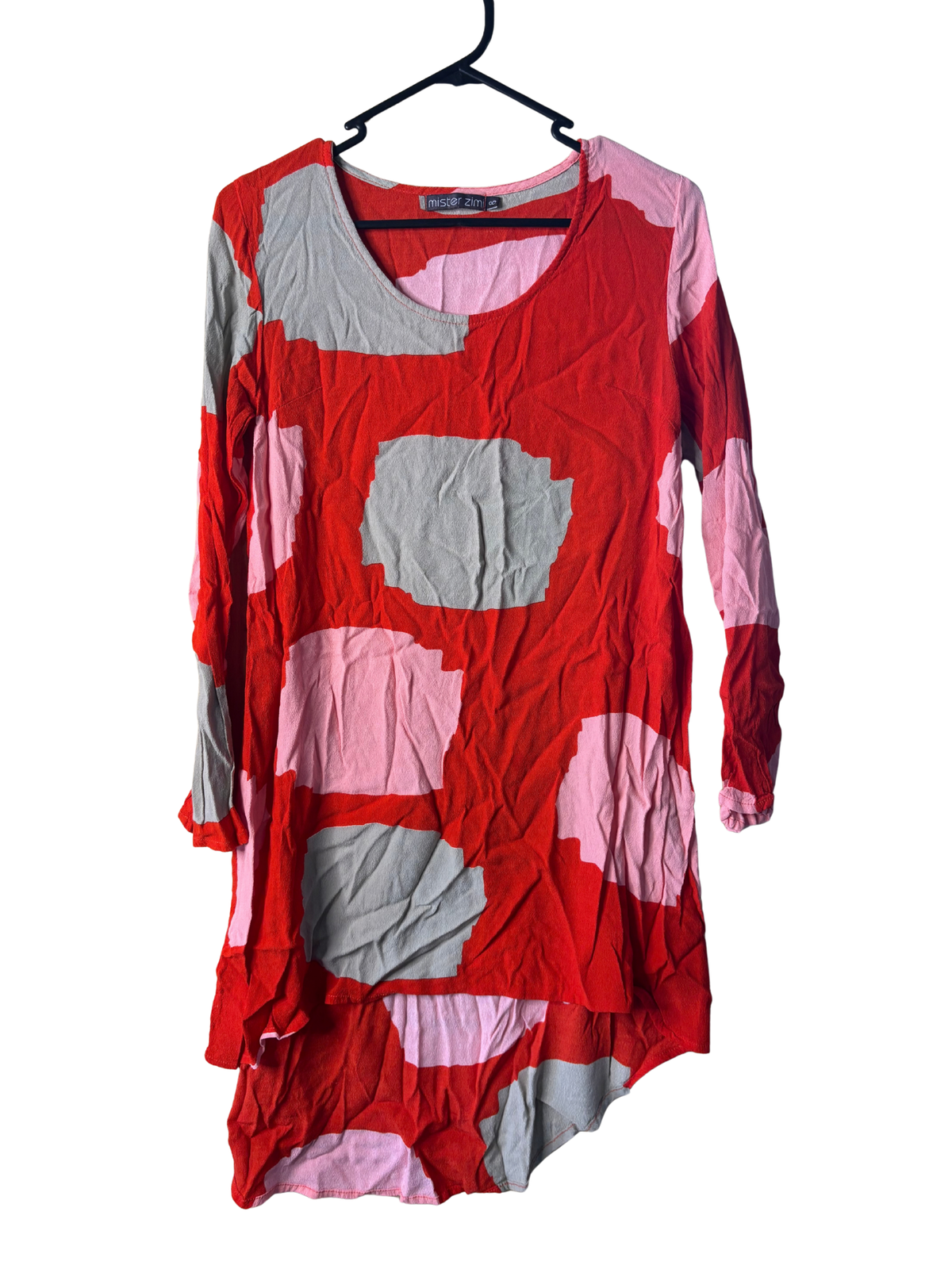 Red, Pink, Beige Long Sleeve Short Dress