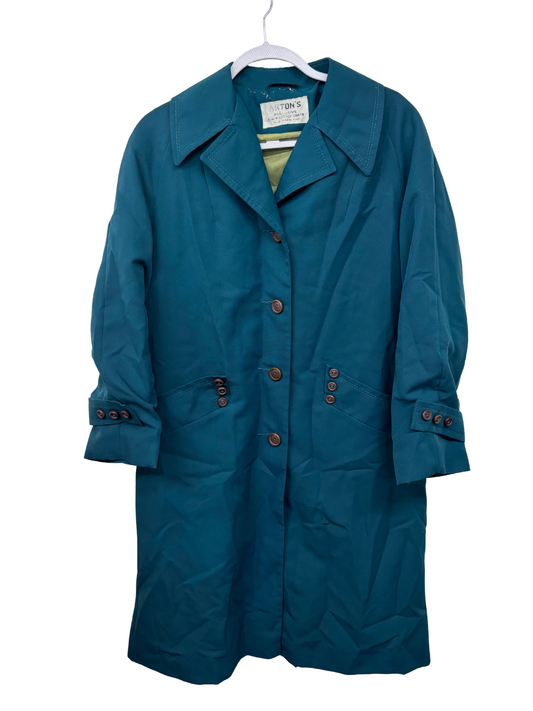 Vintage Green Coat with Brown Buttons