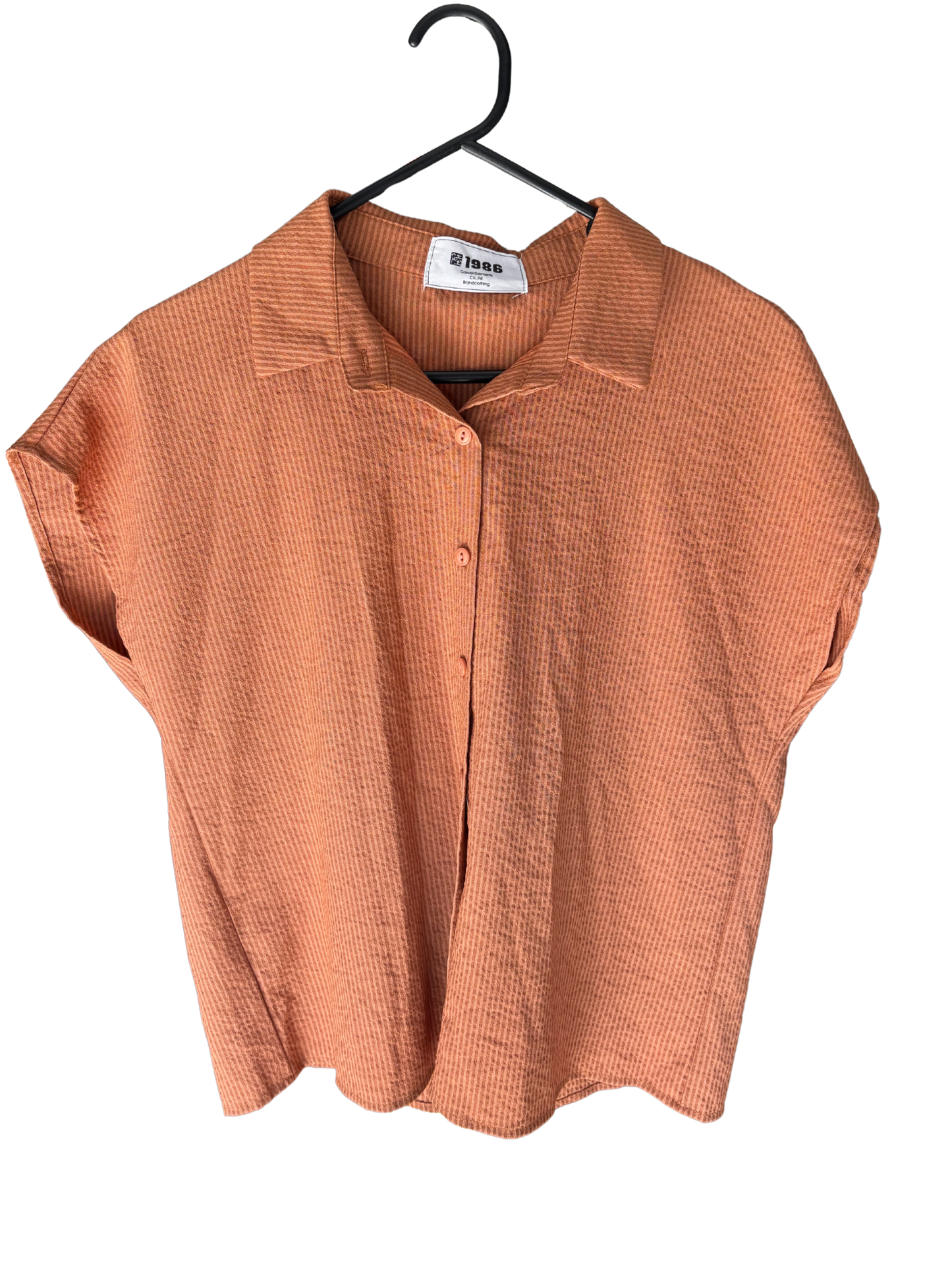 Orange Stripe Short Sleeve Button Up Shirt