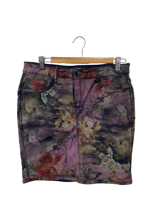 Blue & Multicolour Floral Reversible Skirt