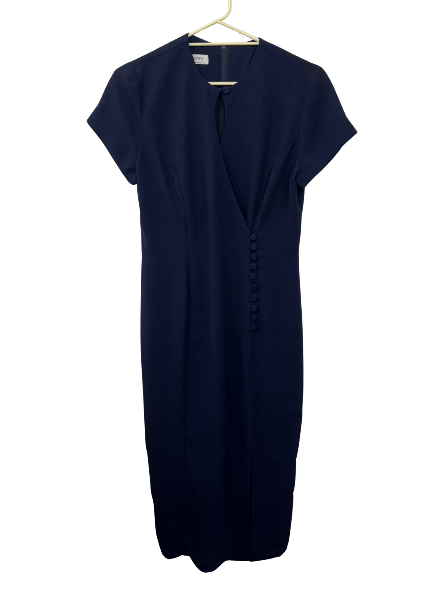 80s Navy Short Sleeve Maxi Dress