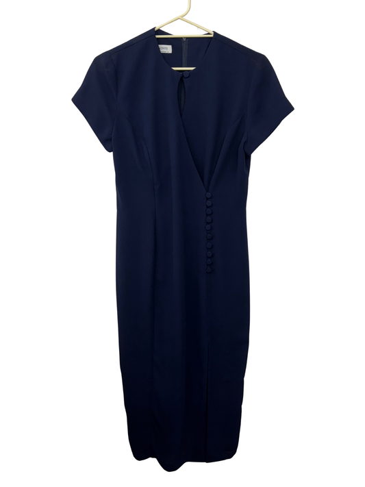 80s Navy Short Sleeve Maxi Dress