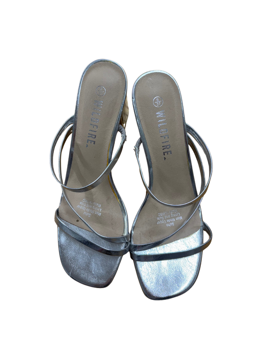 Silver Strappy Slide Heels