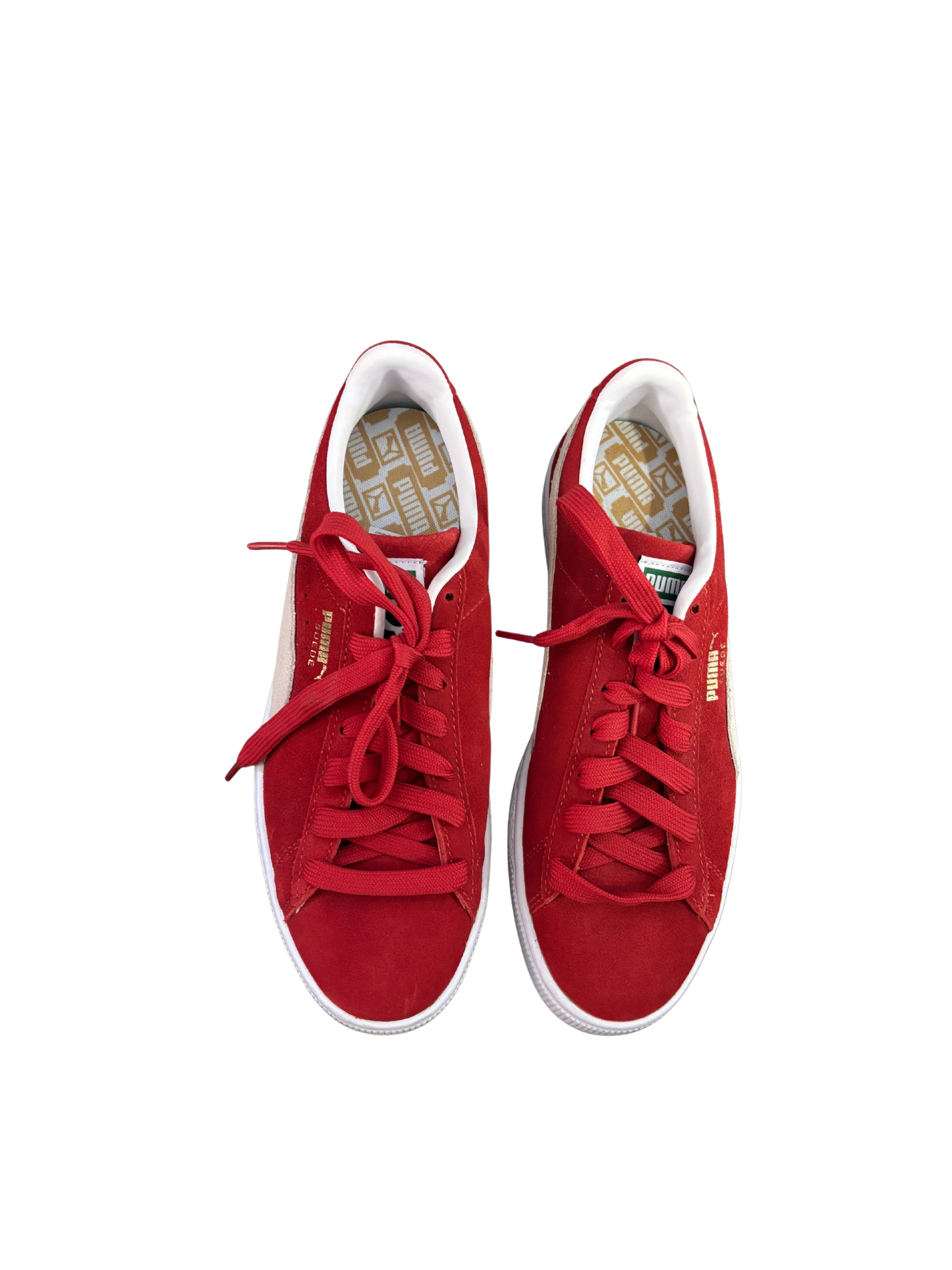 Red & Cream Suede Low Cut Lace Up Sneakers