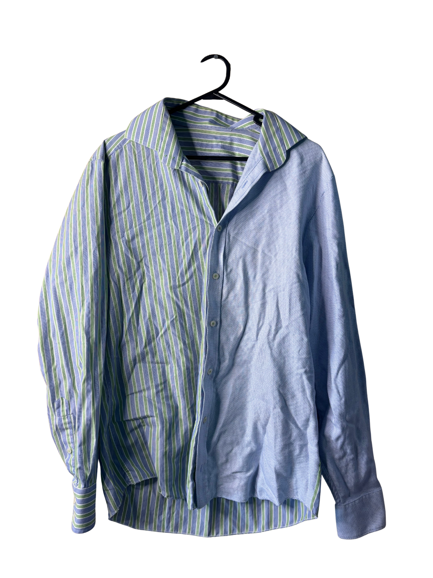 Blue & Green Stripe (RH) Half/Half Button Up Shirt