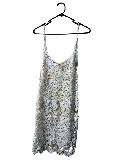 Cream Crochet Sleeveless Dress