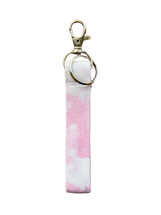 Denim Keyring / Limited Edition Pink & White Tie Dye