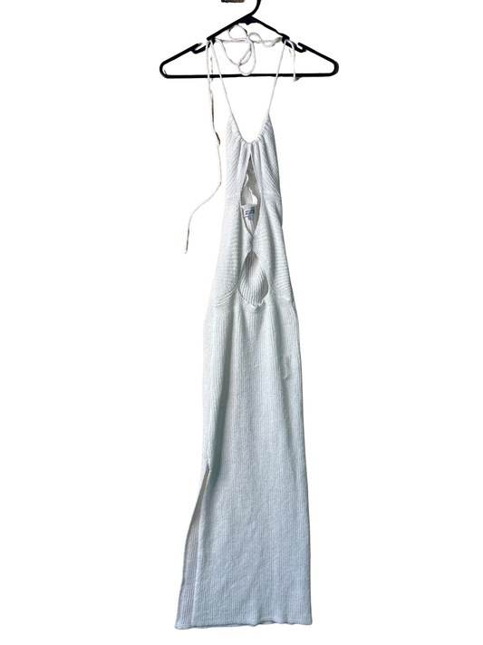 White Knit Halter Cutout Maxi Dress