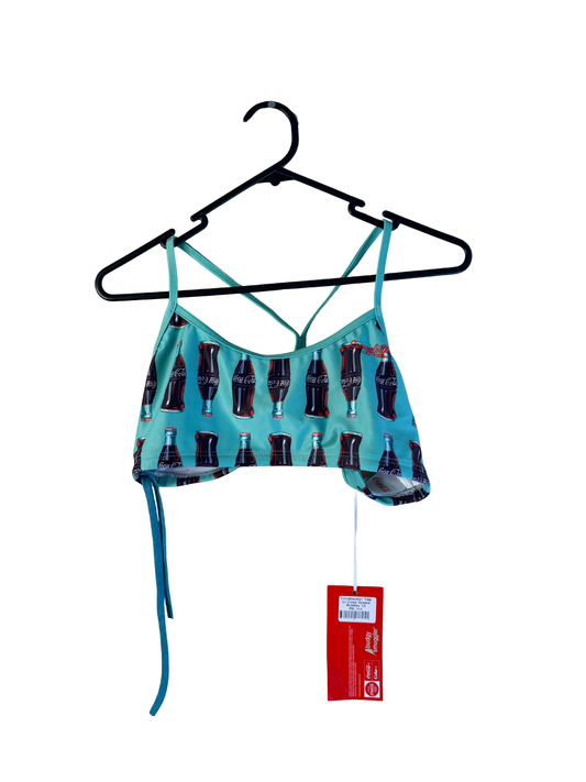 NWT Green, Brown & Black Cross Back Swim Top - Cola Design