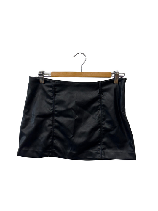 Black Faux Leather Low Rise Micro Skirt